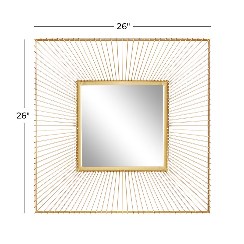 Elegant Square Gold Starburst Wall Mirror 26" x 26"