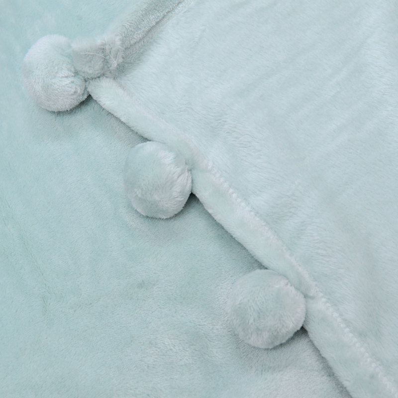 Harbor Grey Sherpa Fleece Kids' Pom Pom Throw Blanket 50" x 60"