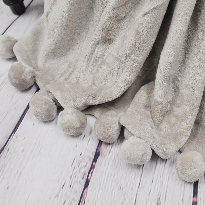 Cozy Kids Sherpa and Fleece Reversible Pom Pom Throw - 50" x 60"
