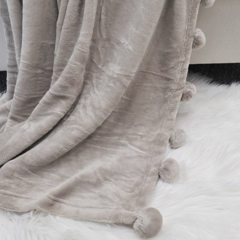 Cozy Kids Sherpa and Fleece Reversible Pom Pom Throw - 50" x 60"