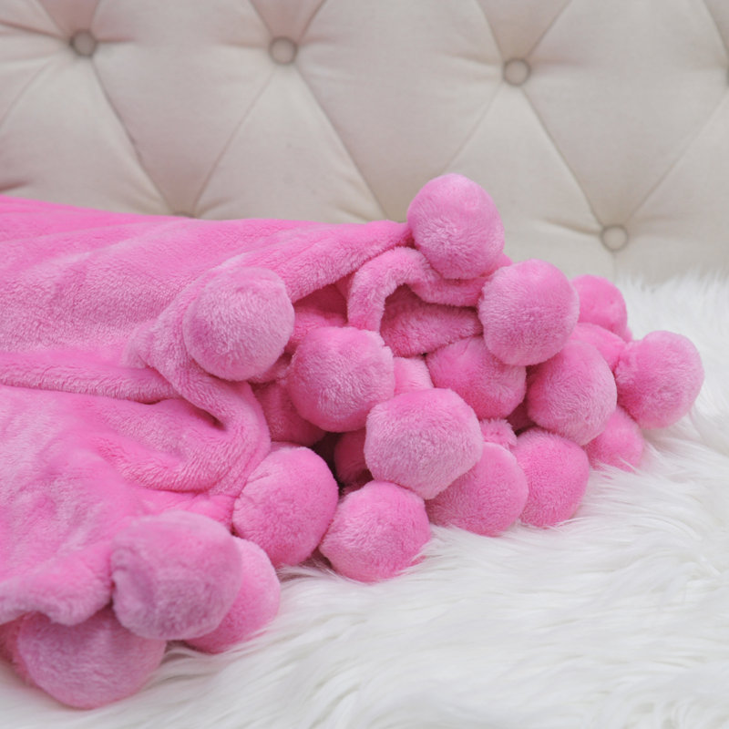 Kids Reversible Fleece Sherpa Blanket in Festival Fuchsia