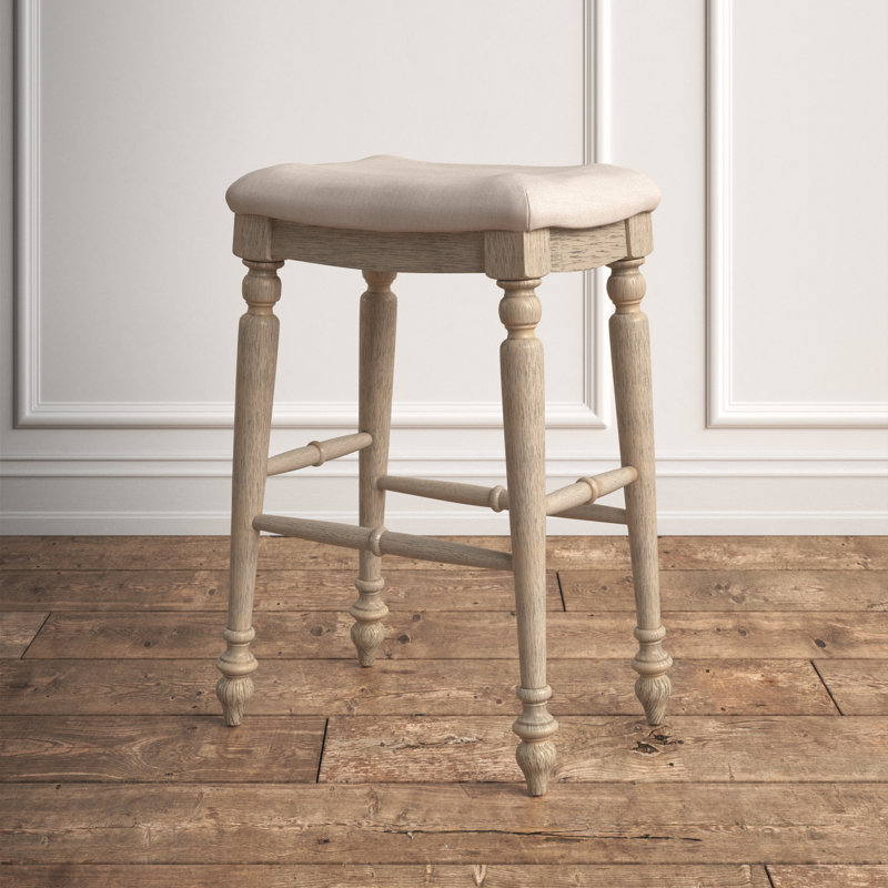 Marino 30" White Wash Elegant Turned Leg Wood Bar Stool