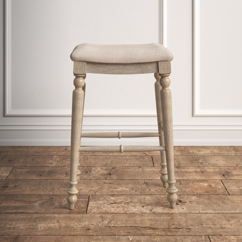 Marino 30" White Wash Elegant Turned Leg Wood Bar Stool