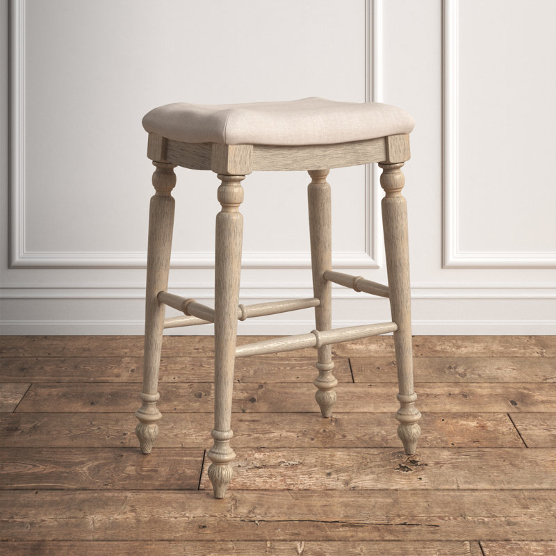 Marino 30" White Wash Elegant Turned Leg Wood Bar Stool