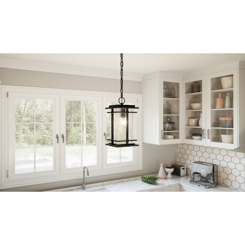 McAlister Earth Black Mini Pendant with Textured Glass
