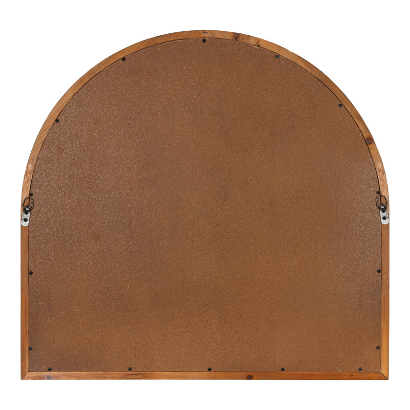 Rustic Brown Wood Arched Windowpane Wall Mirror