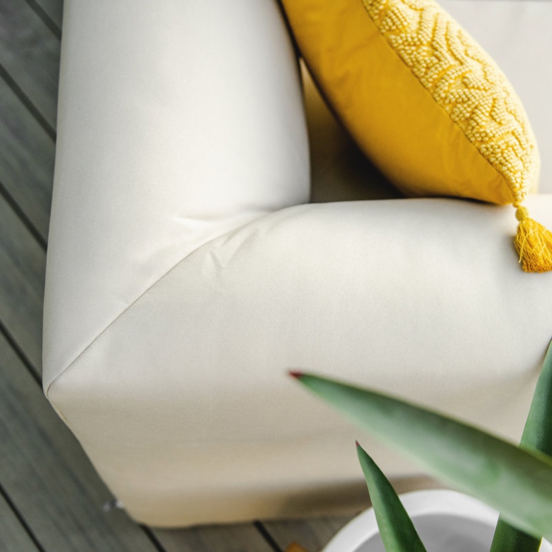 Beige Water-Resistant Fabric Outdoor Corner Chair