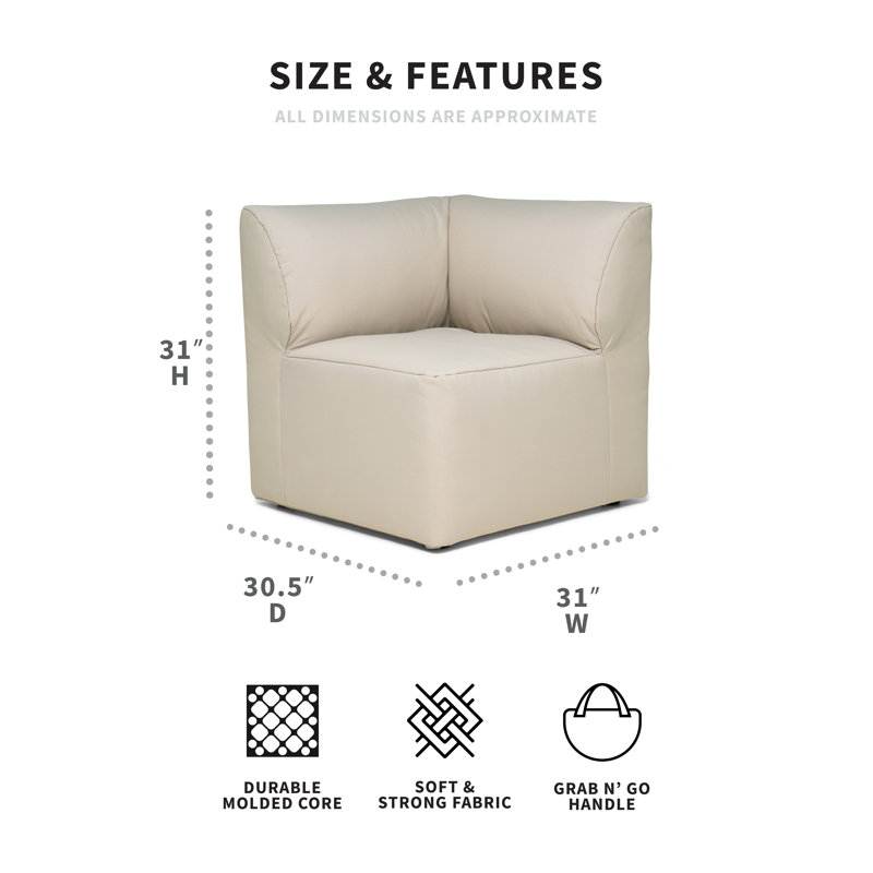 Beige Water-Resistant Fabric Outdoor Corner Chair