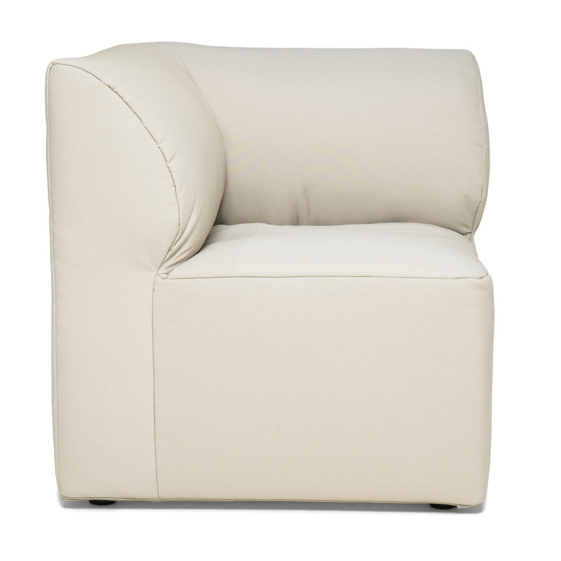 Beige Water-Resistant Fabric Outdoor Corner Chair