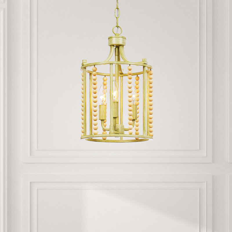 Antique Cream 3-Light Mini Beaded Chandelier