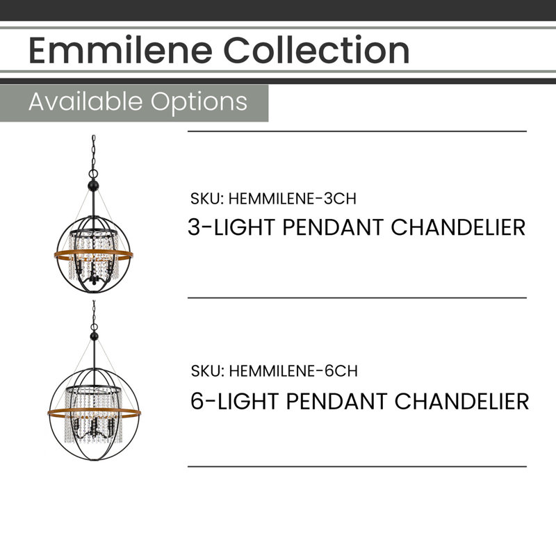 Emmilene Black Metal and Crystal Beaded Sphere Pendant Light