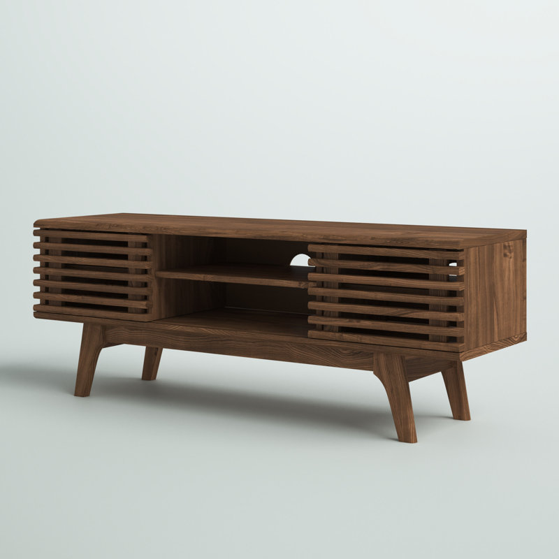 Walnut 46" Mid-Century Modern Media Console with Cabinet