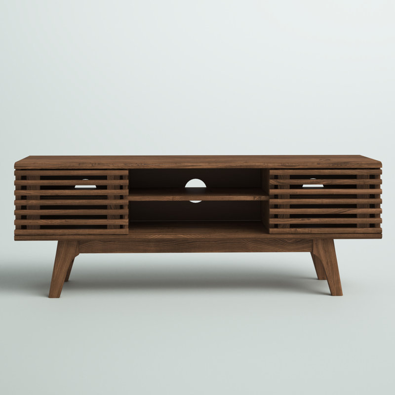 Walnut 46" Mid-Century Modern Media Console with Cabinet
