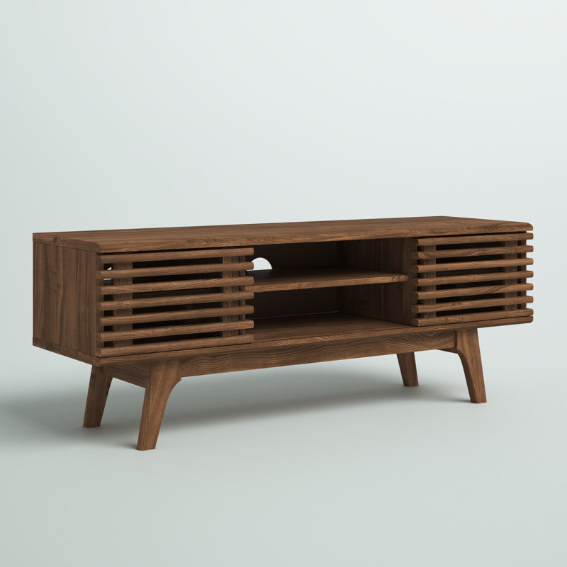 Walnut 46" Mid-Century Modern Media Console with Cabinet