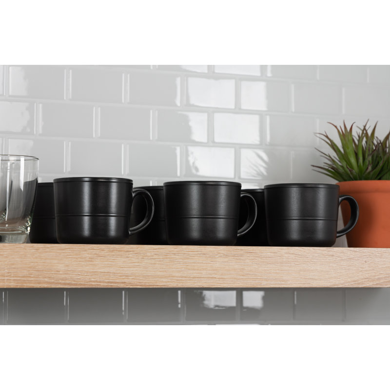 Matte Black Ceramic 12 Oz Microwave Safe Mug Set