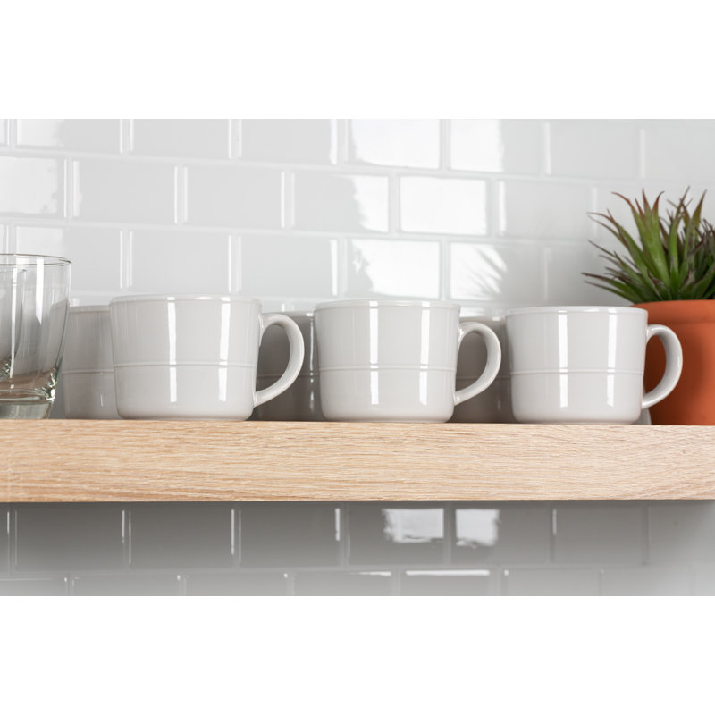 White Ceramic Double Line 3.75"/12 oz Mug Set of 6