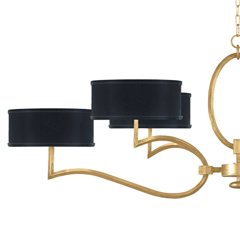 Allegretto 6-Light Oval Chandelier in Black and Gold Leaf