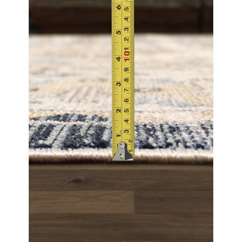 Heritage Southwestern 4' x 6' Blue Synthetic Area Rug