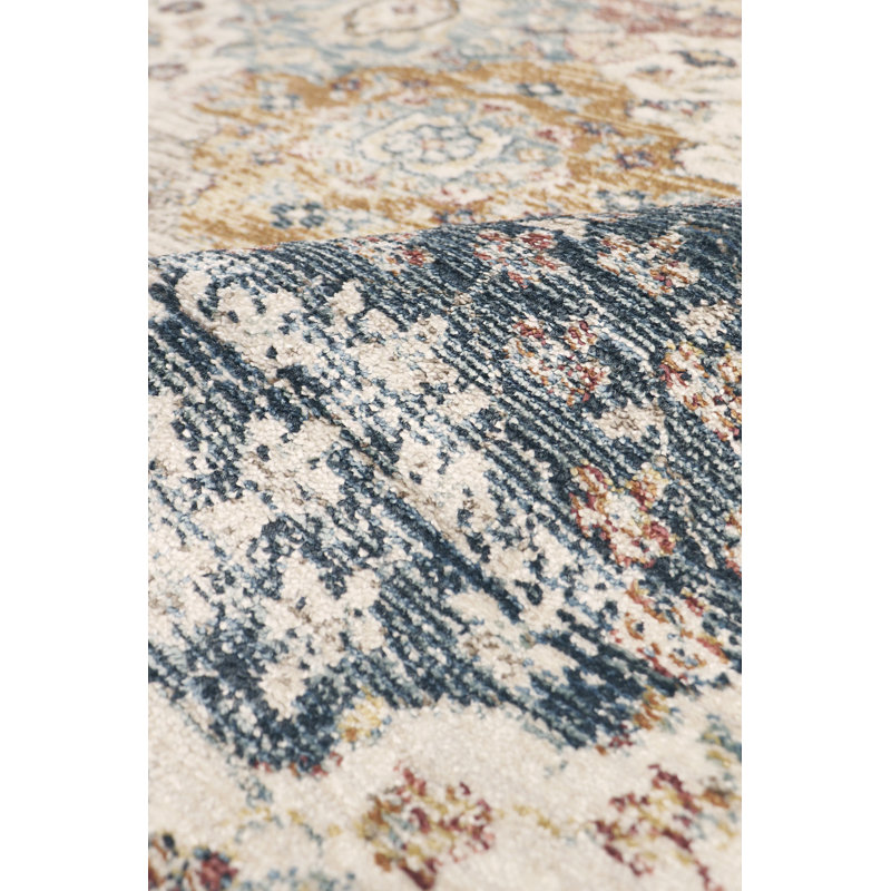 Heritage Southwestern 4' x 6' Blue Synthetic Area Rug