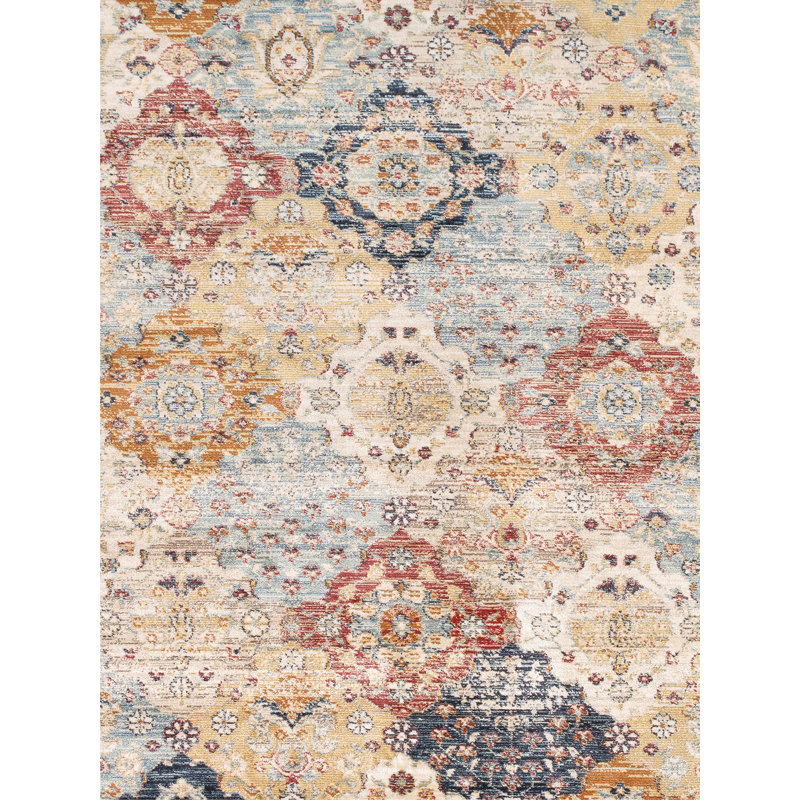Heritage Southwestern 4' x 6' Blue Synthetic Area Rug