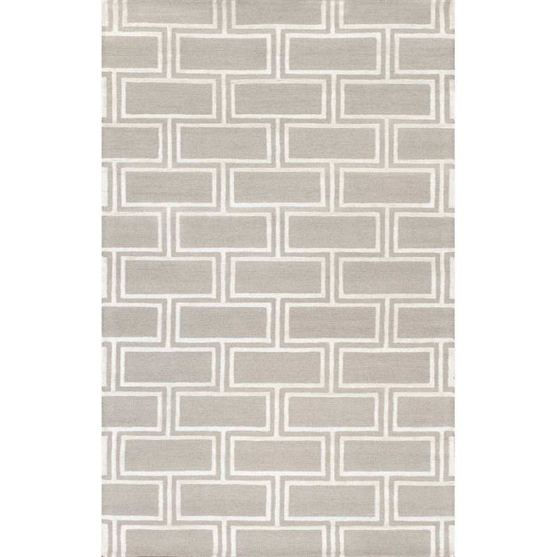 Elegant Silver 15"x25" Hand-Tufted Wool & Viscose Silk Rug