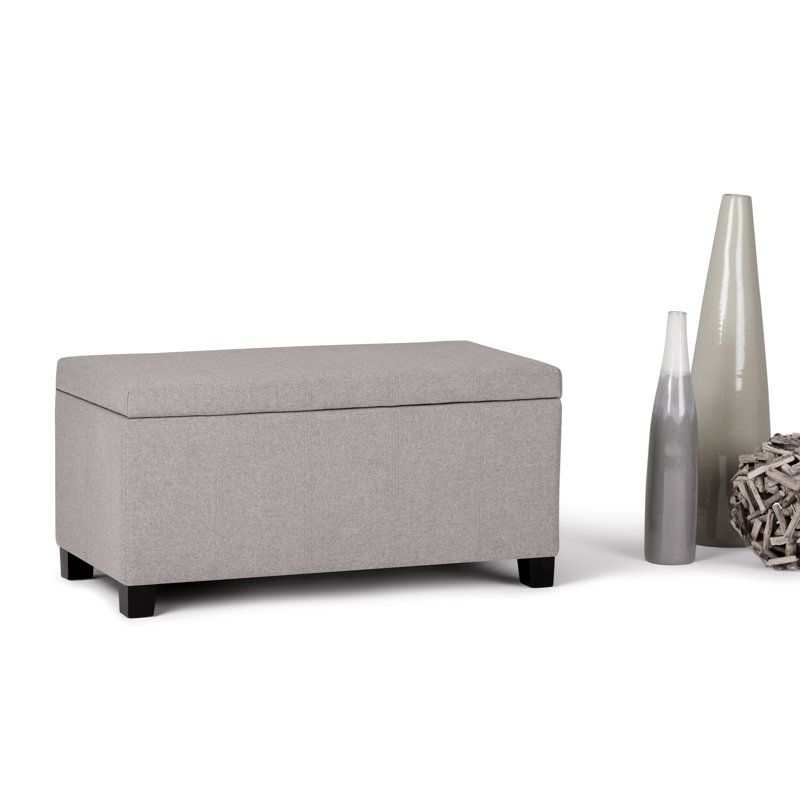 Gray Cloud Tufted Wood Storage Bench Ottoman