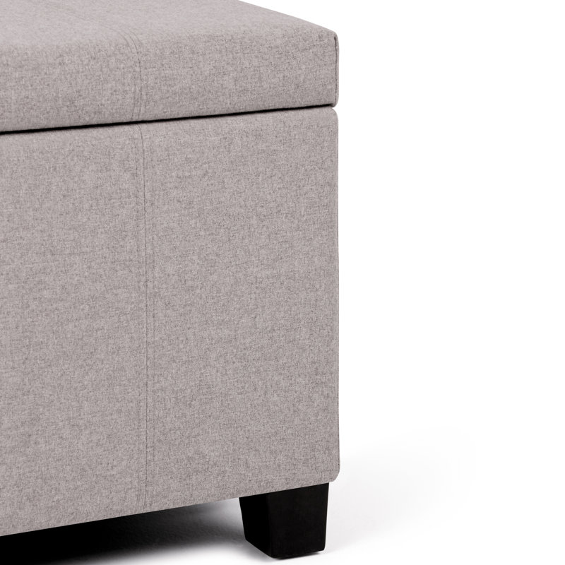 Gray Cloud Tufted Wood Storage Bench Ottoman
