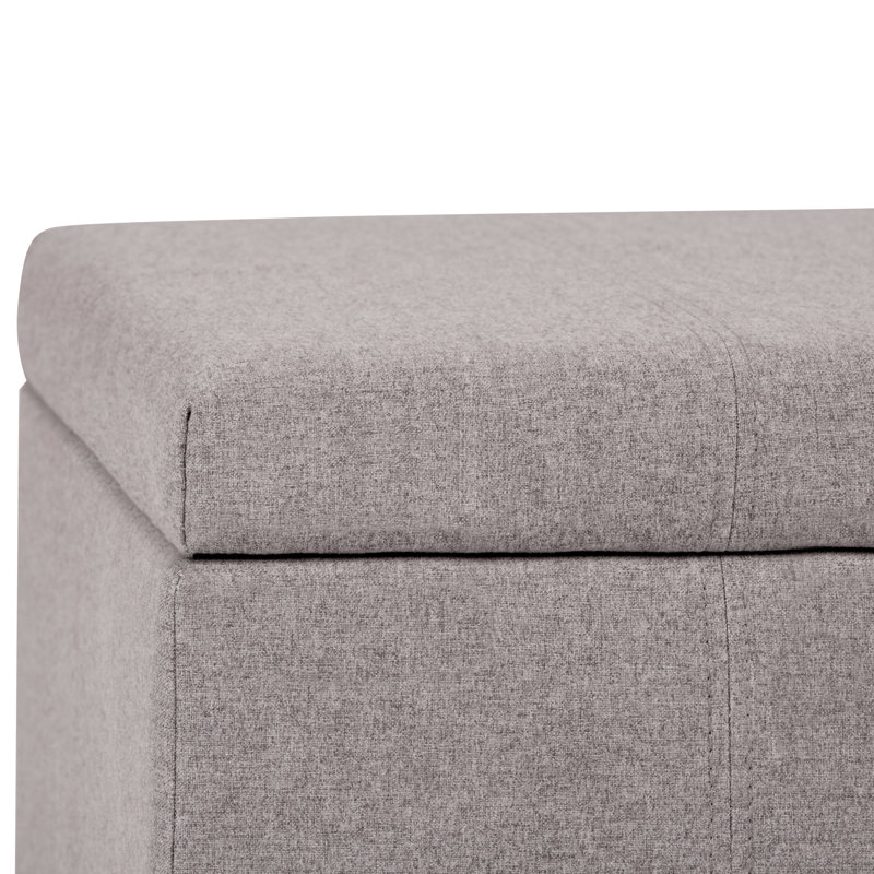 Gray Cloud Tufted Wood Storage Bench Ottoman