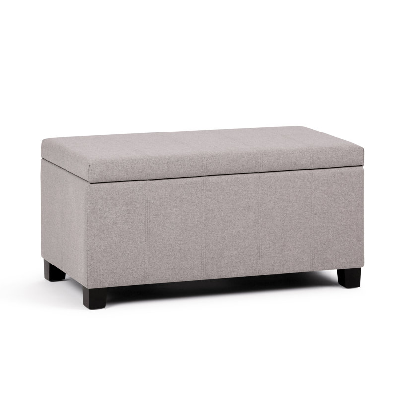 Gray Cloud Tufted Wood Storage Bench Ottoman