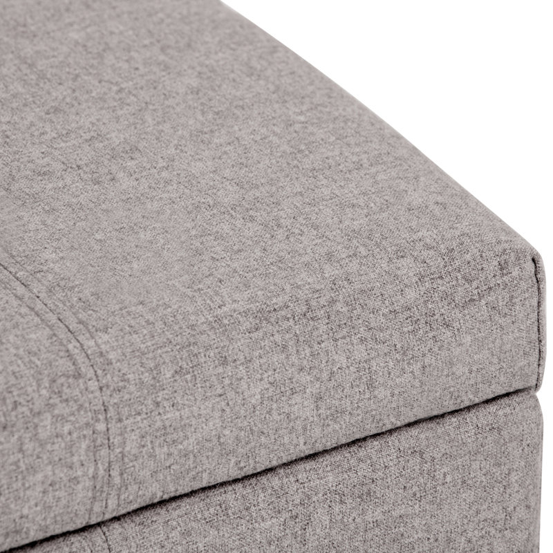 Gray Cloud Tufted Wood Storage Bench Ottoman