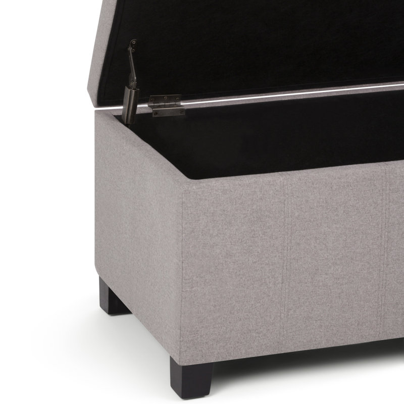 Gray Cloud Tufted Wood Storage Bench Ottoman