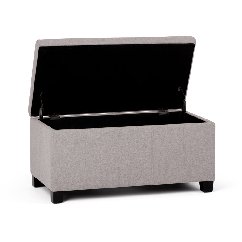 Gray Cloud Tufted Wood Storage Bench Ottoman