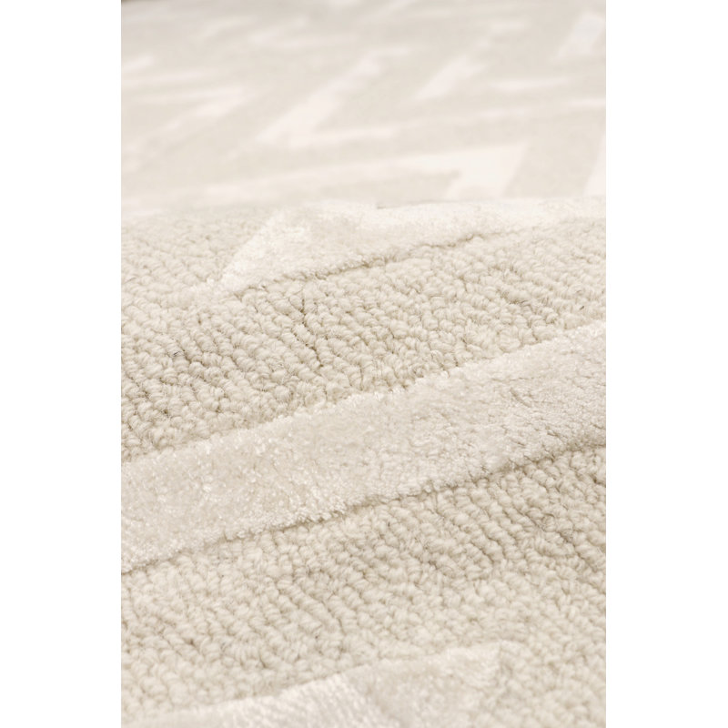 Ivory Hand-Tufted Wool and Viscose Rectangular Area Rug