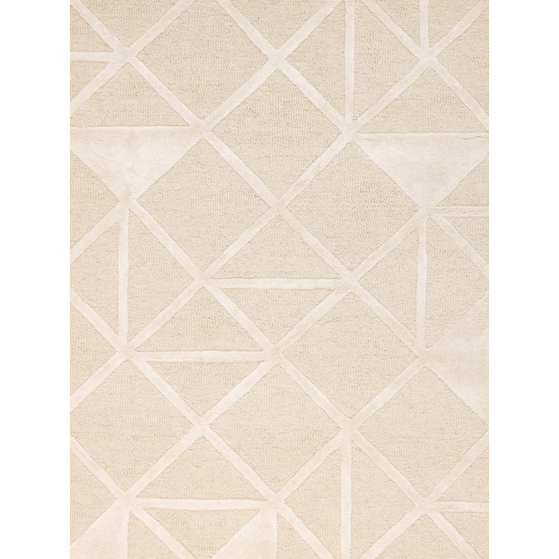 Hand-Tufted Off-White Wool & Viscose 9' x 12' Rectangular Rug