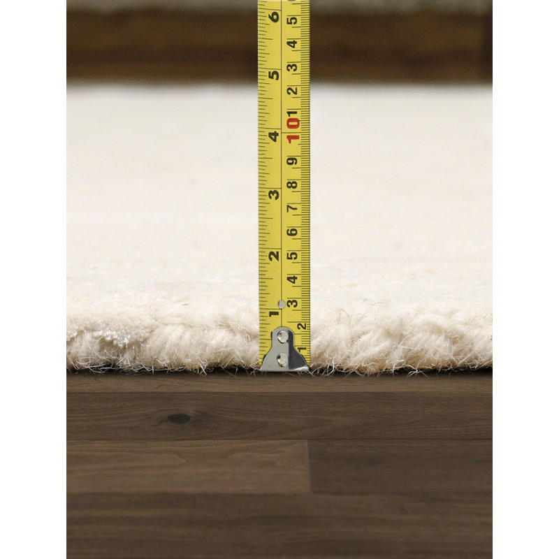 Hand-Tufted Off-White Wool & Viscose 9' x 12' Rectangular Rug