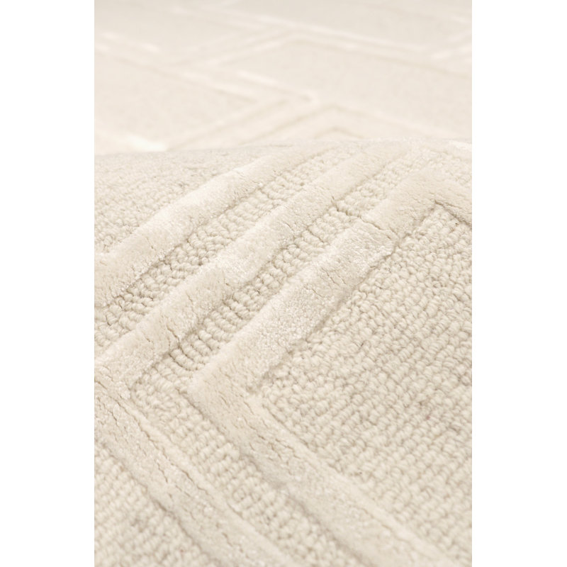 Elegant Ivory 8' x 10' Hand-Tufted Wool & Silk Area Rug