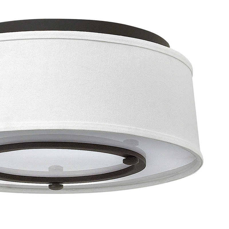 Buckeye Bronze 16" Drum Flush Mount with Off-White Linen Shade