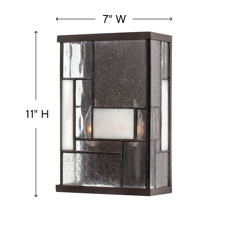 Mondrian Buckeye Bronze 2-Light Dimmable Sconce with Copper Foil Glass