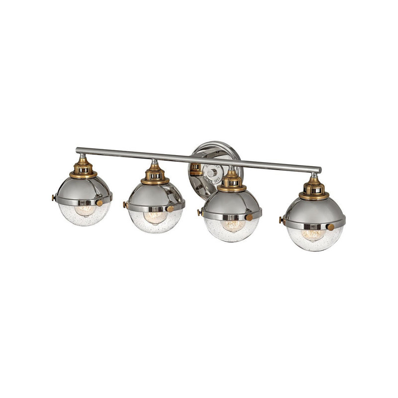 Polished Nickel and Brass 4-Light Vanity Light with Clear Glass