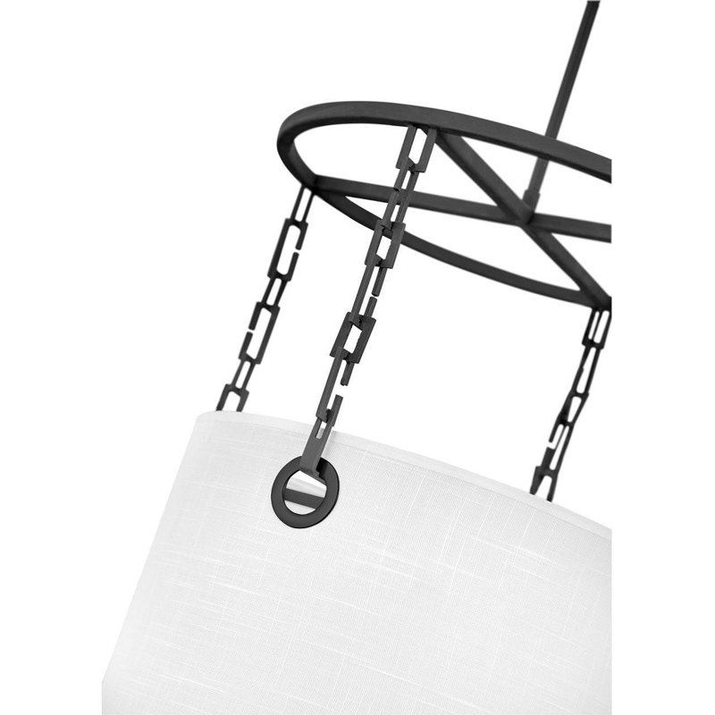 Tribeca Modern 30'' Black Drum Pendant Chandelier with White Shade