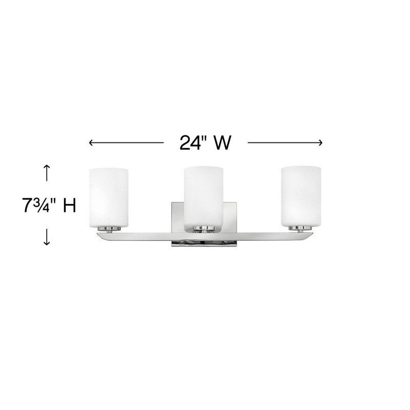 Kyra Polished Nickel 3-Light Vanity Light with Etched Opal Glass