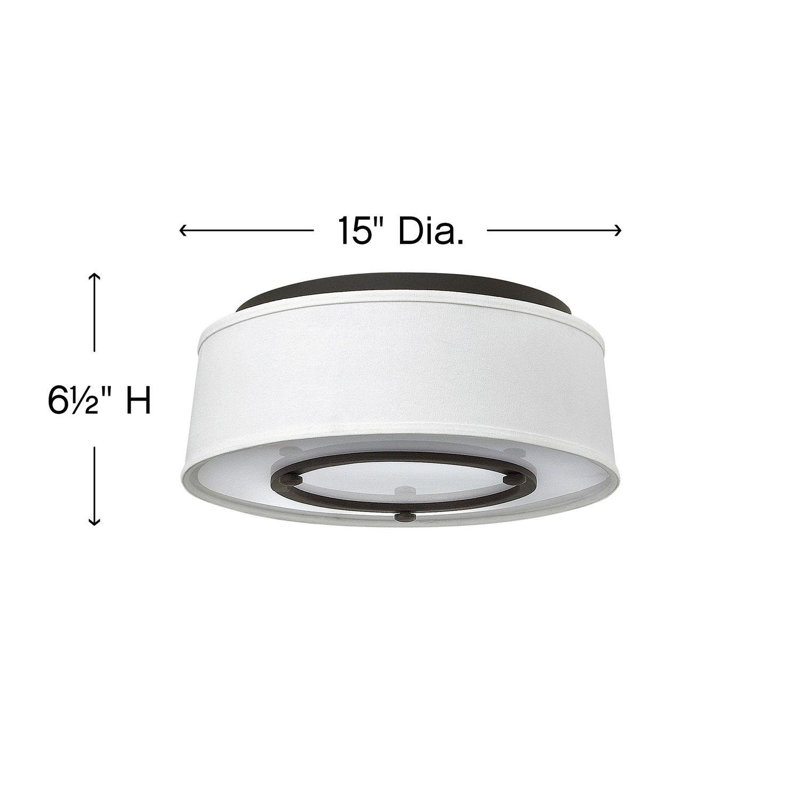 Buckeye Bronze 16" Drum Flush Mount with Off-White Linen Shade