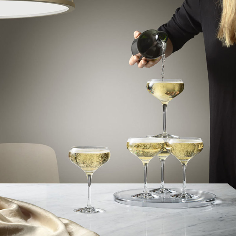 Orrefors Clear Lead-Free Crystal Coupe Glass Set of 4