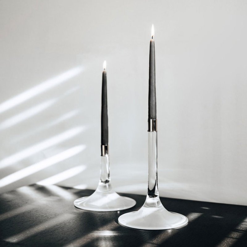 Elegant Cirrus Sandblasted Glass Candlestick by Anne Nilsson