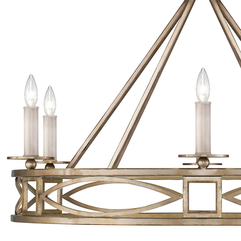 Elegant Gold Leaf Crystal 6-Light Candelabra Chandelier