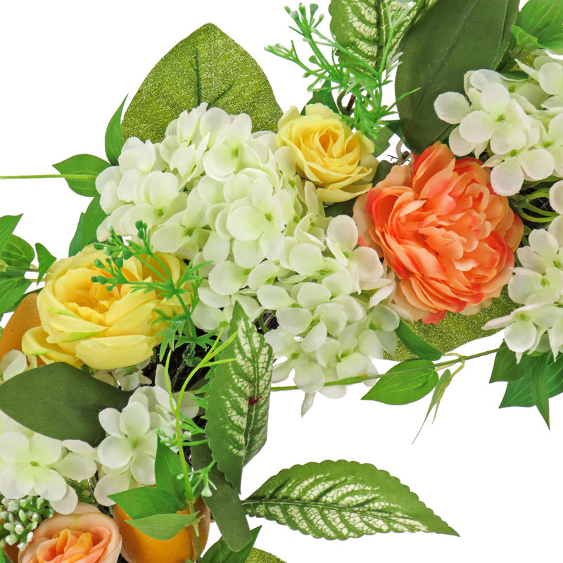 24" Lemon and Hydrangea Artificial Spring Wreath