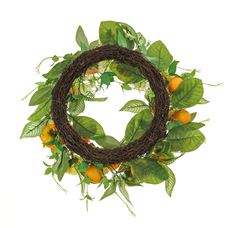 24" Lemon and Hydrangea Artificial Spring Wreath