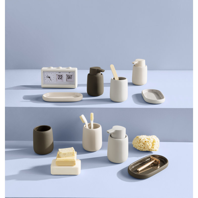 Moonbeam Cream Ceramic and Silicone Soap Dispenser