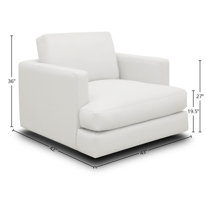 Elysian White Top Grain Leather Swivel Accent Chair