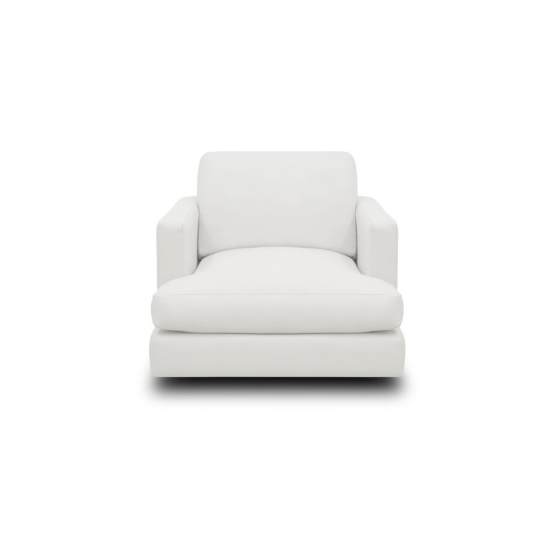 Elysian White Top Grain Leather Swivel Accent Chair